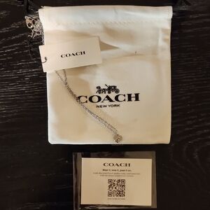 Coach Silver Chain Necklace with Logo Pouch
